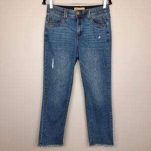 Democracy Ab Technology Distressed Midrise Ankle Length Slim Straight Jeans 6